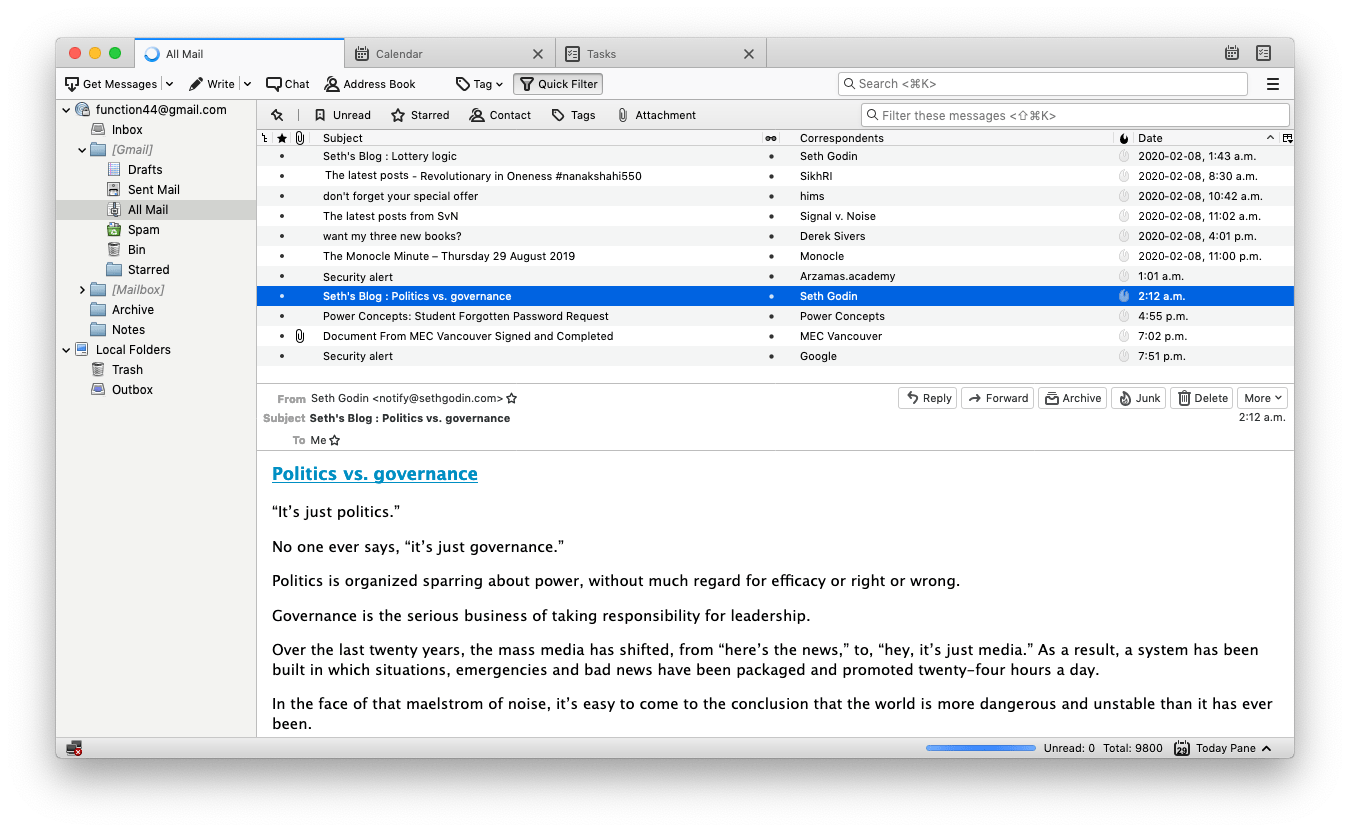 shortcut for getting all email on mac mail